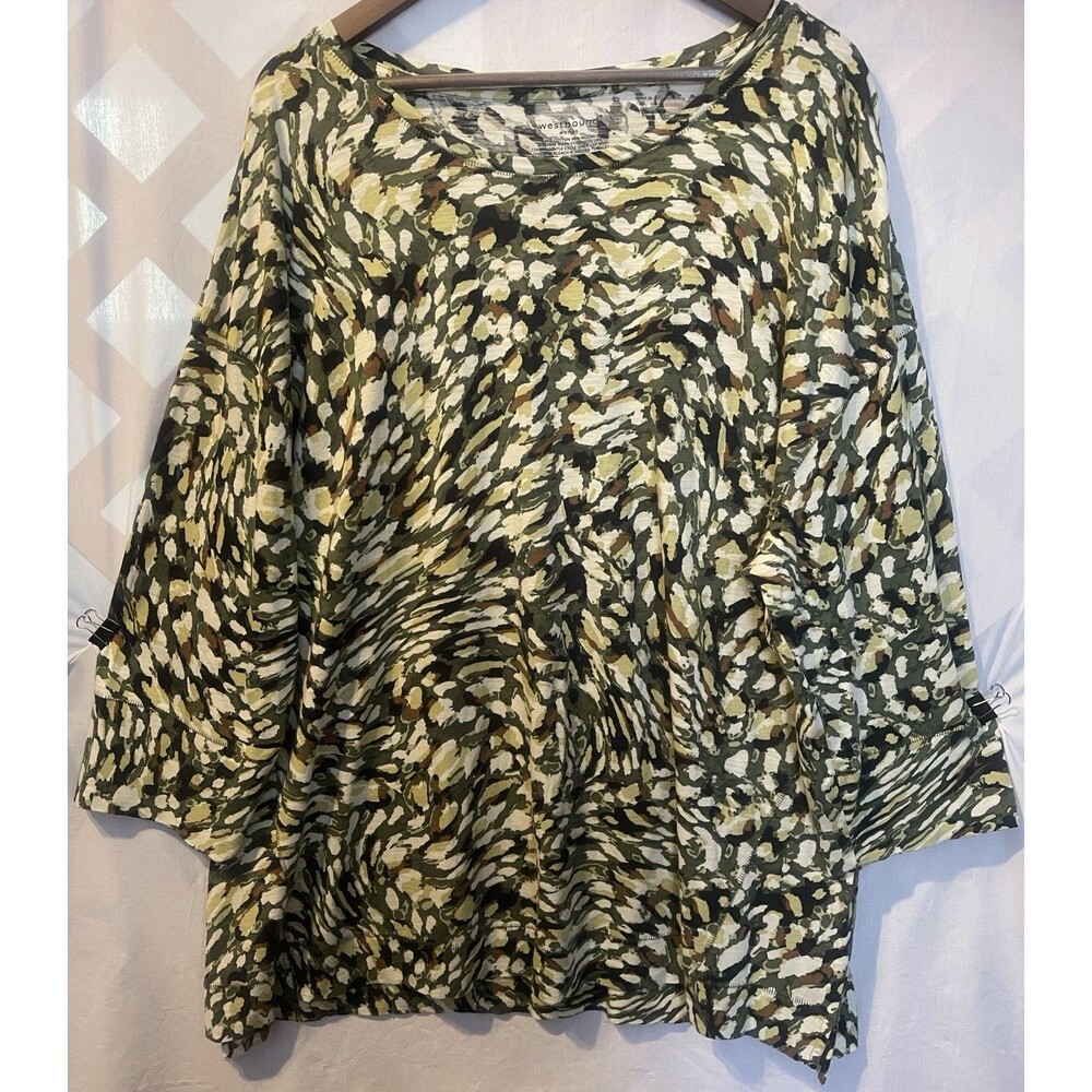 WESTBOUND Woman Abstract Art Camo Animal Print Stretchy Knit Tunic 3X